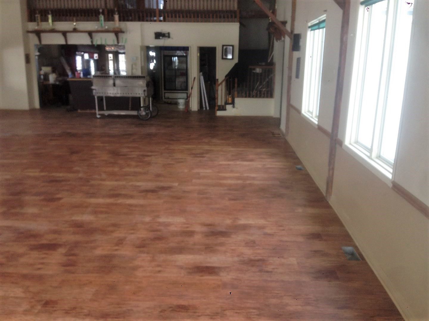 Finished hardwood flooring in the clubhouse hall